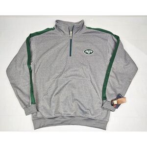 Fanatics New York Jets Pullover Mens XLT. NFL  Football Qt Zip Grey Sweater. NWT